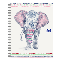 Oxford spiraalschrift Boho Chic olifant A4+ geruit 90 g/m² 60 vellen (4-gaats) 400143833 260175
