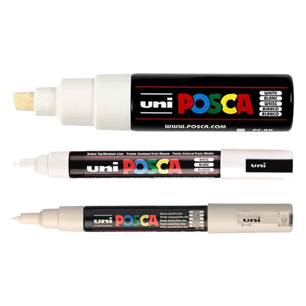 POSCA PC-1MC/5M/8K verfmarkerset wit (3 stuks)  424249 - 1