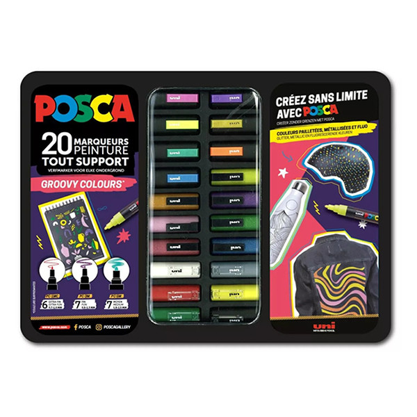 POSCA PC-1MC/PC-3M/PC-5M Groovy Colours verfmarkerset (20 stuks) MPOSCA/20016 424481 - 1