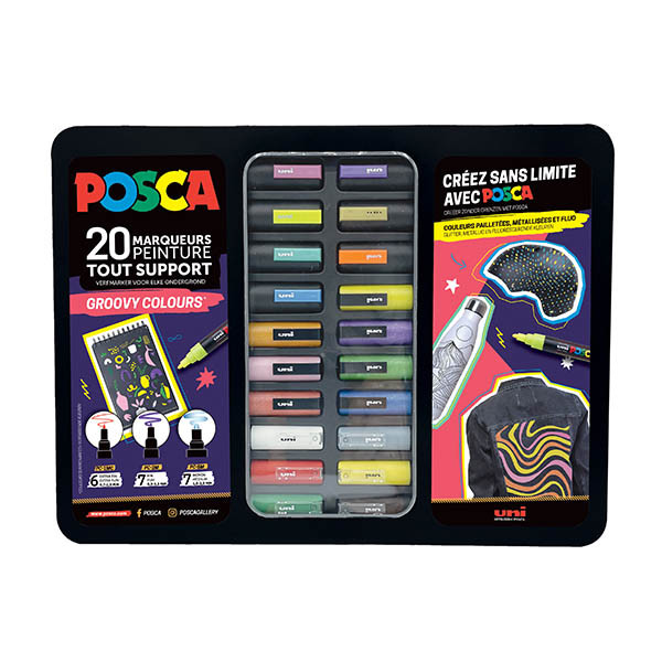 POSCA PC-1MC/PC-3M/PC-5M Groovy Colours verfmarkerset (20 stuks) 424481 - 1