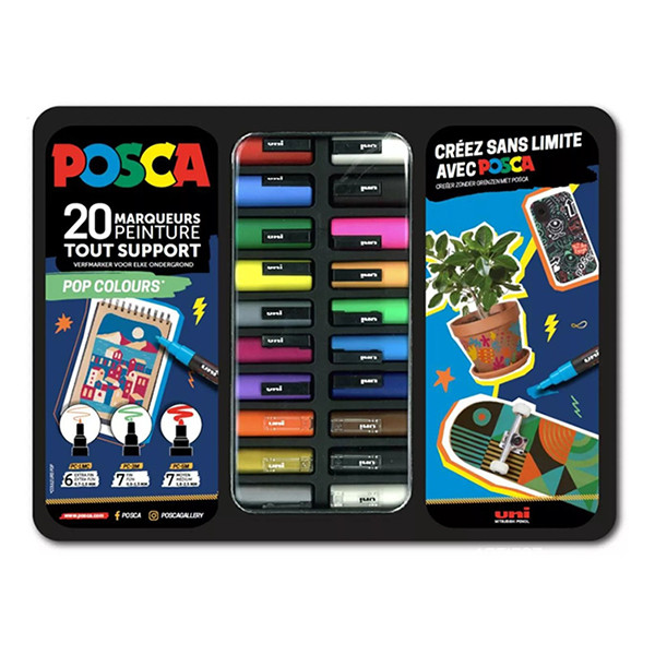 POSCA PC-1MC/PC-3M/PC-5M Pop Colours verfmarkerset (20 stuks) MPOSCA/20015 424482 - 1