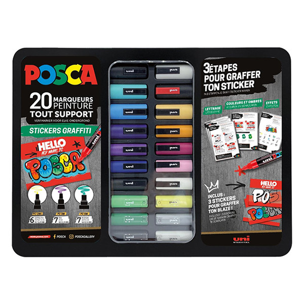 POSCA PC-1MC/PC-3M/PC-5M Stickers Graffiti verfmarkerset (20 stuks) MPOSCA/20017 424480 - 1