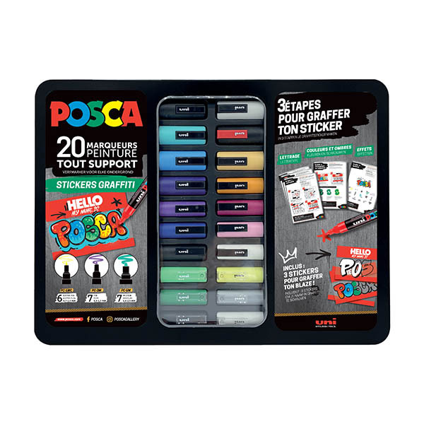 POSCA PC-1MC/PC-3M/PC-5M Stickers Graffiti verfmarkerset (20 stuks) 424480 - 1