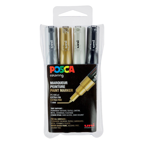 POSCA PC-1MC verfmarkerset (0,7 - 1 mm kegelpunt) 4 stuks PC1MC/4AASS09 424066 - 1