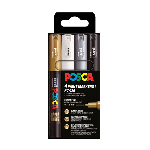 POSCA PC-1MC verfmarkerset (0,7 - 1 mm kegelpunt) 4 stuks 424066 - 1