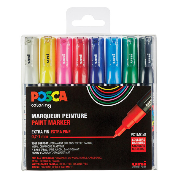 POSCA PC-1MC verfmarkerset (0,7 - 1 mm kegelpunt) 8 stuks PC1MC/8AASS18 424067 - 1