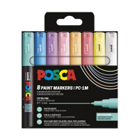 POSCA PC-1MC verfmarkerset pastel (0,7 - 1 mm kegelpunt) 8 stuks 425400