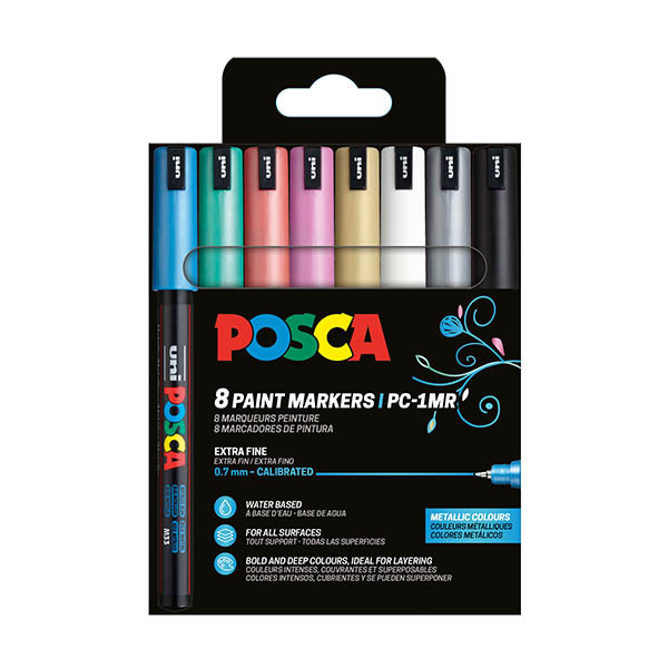 POSCA PC-1MR acrylmarkerset metallic (0,7 mm rond) 8 stuks 424035 - 1