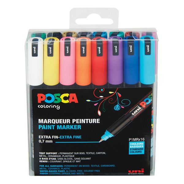 POSCA PC-1MR verfmarkerset (0,7 mm rond) 16 stuks PC1MR/16 424036 - 1