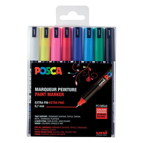 POSCA PC-1MR verfmarkerset (0,7 mm rond) 8 stuks PC1MR/8AASS18 424034 - 1