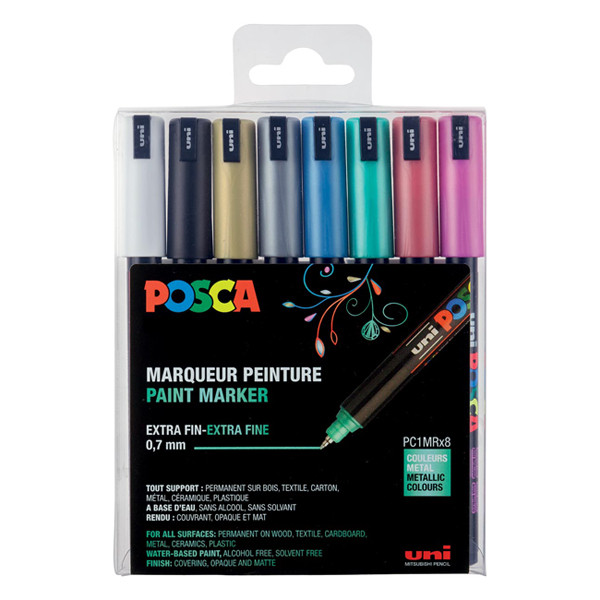 POSCA PC-1MR verfmarkerset metallic (0,7 mm rond) 8 stuks PC1MR/8AASS19 424035 - 1