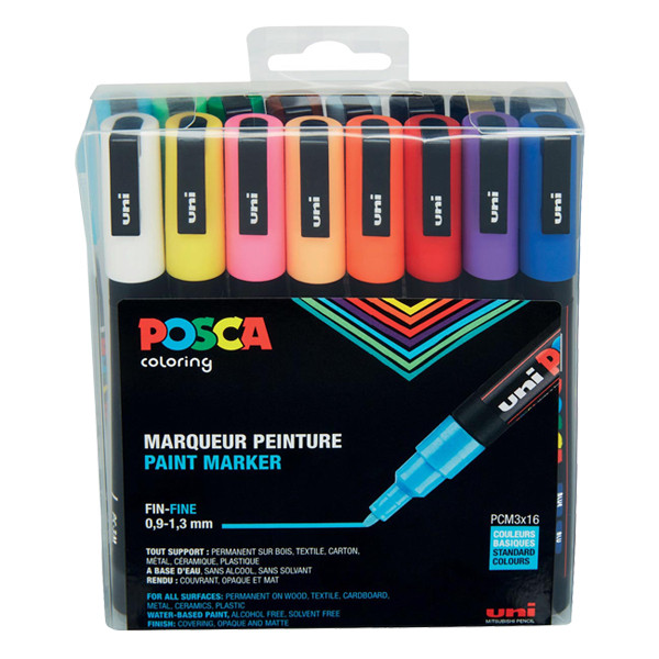 POSCA PC-3M acrylmarkerset warm (0,9 - 1,3 mm rond) 16 stuks 424111 - 1