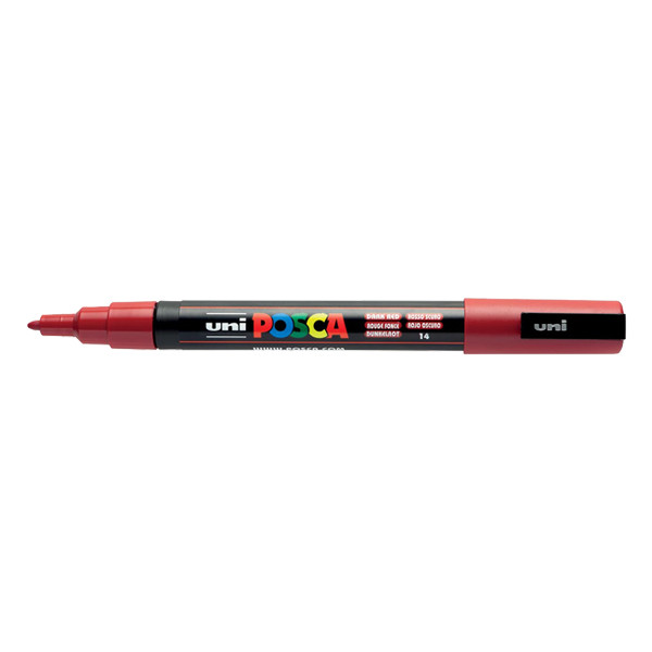 POSCA PC-3M verfmarker donkerrood (0,9 - 1,3 mm rond) PC3MRF 424098 - 1