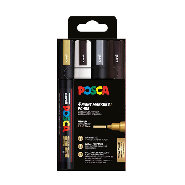 POSCA PC-3M verfmarkerset (0,9 - 1,3 mm rond) 4 stuks 424107 - 1