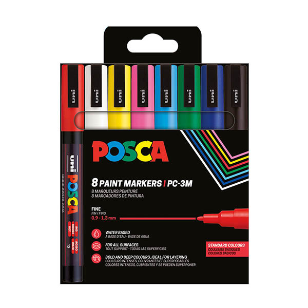 POSCA PC-3M verfmarkerset (0,9 - 1,3 mm rond) 8 stuks 424109 - 1