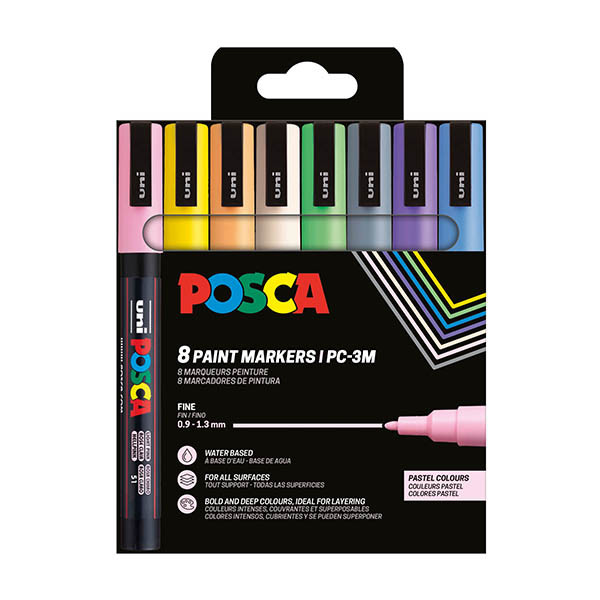 POSCA PC-3M verfmarkerset pastel (0,9 - 1,3 mm rond) 8 stuks 424110 - 1