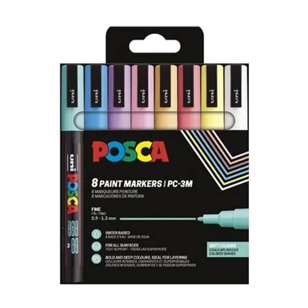 POSCA PC-3M verfmarkerset pastel (0,9 - 1,3 mm rond) 8 stuks 425405 POSCA PC-3M verfmarkerset pastel (0,9 - 1,3 mm rond) 8 stuks 425405 - 1