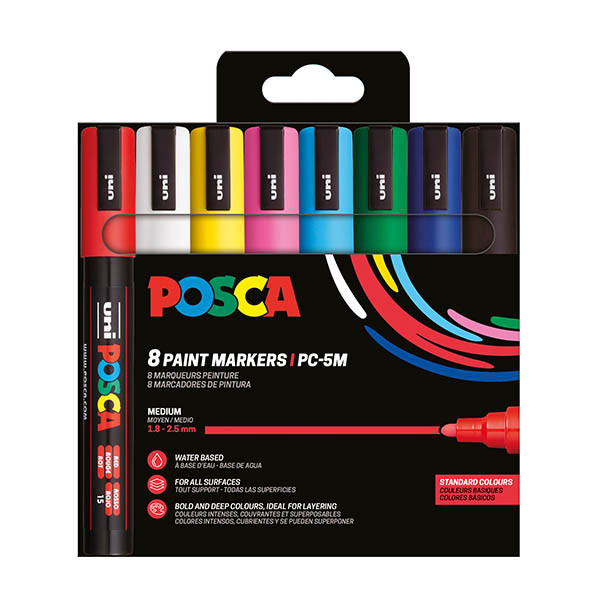 POSCA PC-5M acrylmarkerset (1,8 - 2,5 mm rond) 8 stuks 424168 - 1
