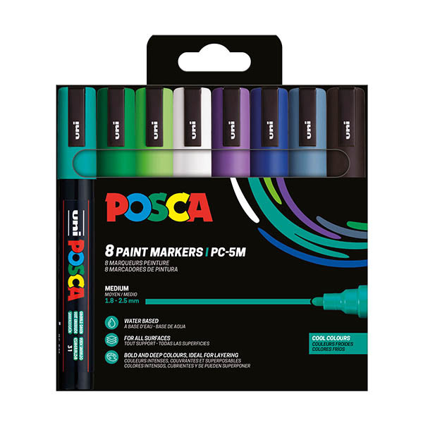 POSCA PC-5M acrylmarkerset koud (1,8 - 2,5 mm rond) 8 stuks 424169 - 1