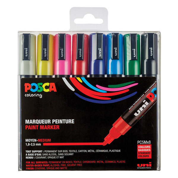 POSCA PC-5M verfmarkerset (1,8 - 2,5 mm rond) 8 stuks PC5M/8 424168 - 1