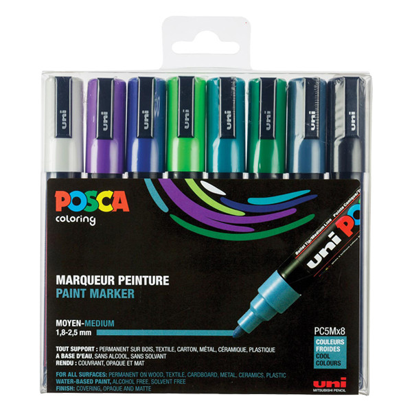 POSCA PC-5M verfmarkerset koud (1,8 - 2,5 mm rond) 8 stuks PC5M/8AASS14 424169 - 1