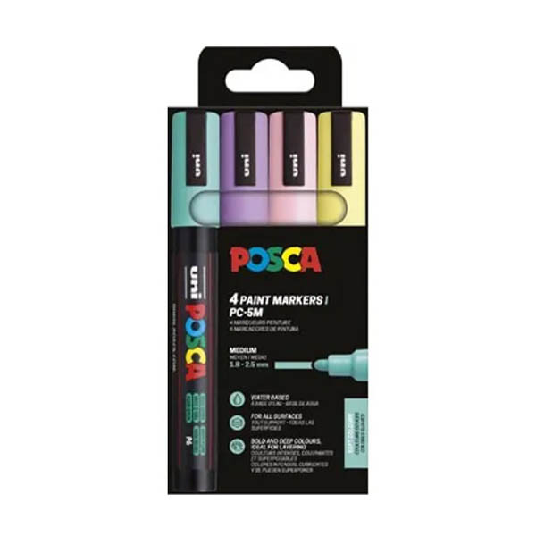 POSCA PC-5M verfmarkerset pastel (1,8 - 2,5 mm rond) 4 stuks 425415 POSCA PC-5M verfmarkerset pastel (1,8 - 2,5 mm rond) 4 stuks 425415 - 1