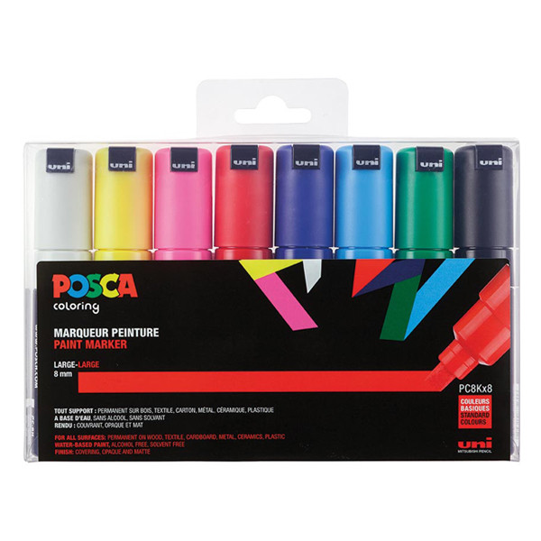 POSCA PC-8K verfmarkerset (8 mm schuin) 8 stuks PC8K/8 424231 - 1