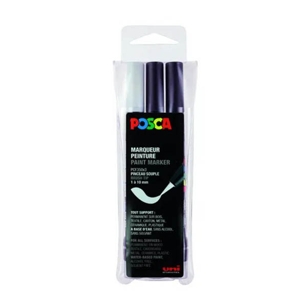 POSCA brush PCF-350 verfmarkerset (1 mm penseel) 3 stuks 425423 POSCA brush PCF-350 verfmarkerset (1 mm penseel) 3 stuks 425423 - 1