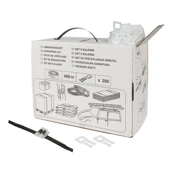 PP-band zwart met gespen in dispenserdoos (12 mm x 0,55 mm) 300.003 206253 - 1