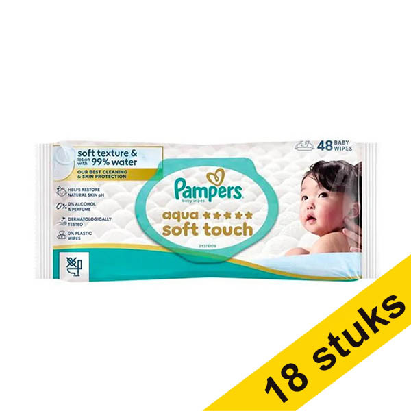 Aanbieding: 18x Pampers billendoekjes Aqua Soft Touch (48 stuks) SPA04511 - 1