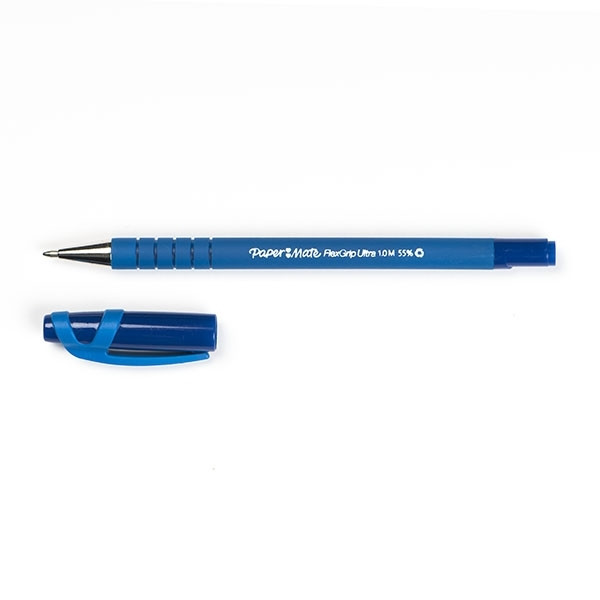 huurder Sociaal liefdadigheid Papermate Flexgrip Ultra Stick balpen blauw met dop (1 mm) Papermate  123inkt.be