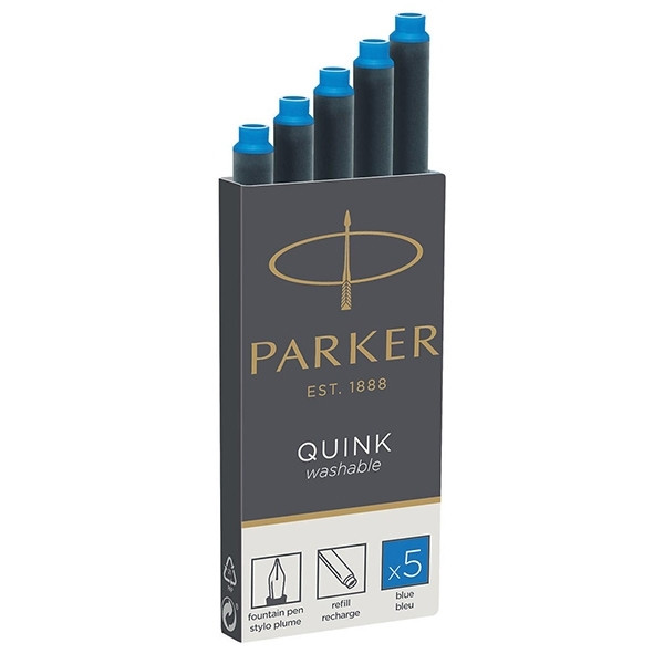 Parker 1950383 Quink inktpatroon koningsblauw uitwisbaar (5 stuks) 1950383 S0116210 214002 - 1