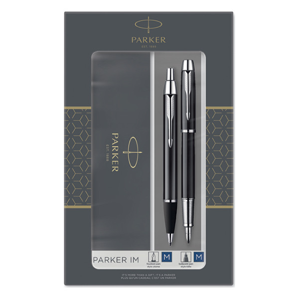 Parker IM met balpen en vulpen zwart/chrome (blauwe inkt) 2093215 214049 - 1