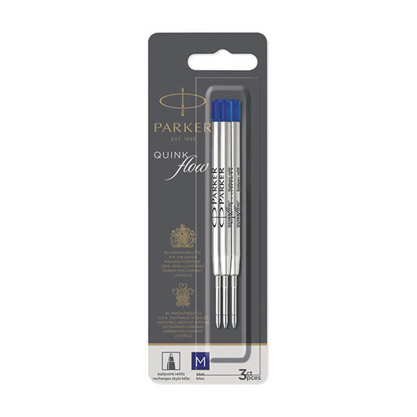 Parker Quinkflow balpen navulling medium blauw (3 stuks) 424488 - 2