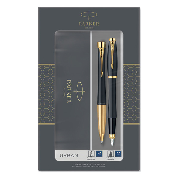 Parker Urban met balpen en vulpen zwart/goud (blauwe inkt) 2093381 214052 - 1