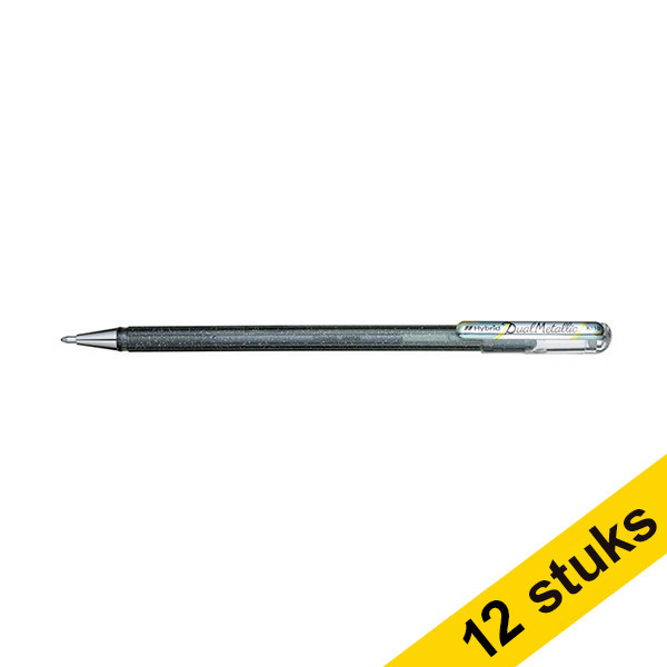 Aanbieding: 12x Pentel Dual Metallic gelpen zilver 210213 - 1