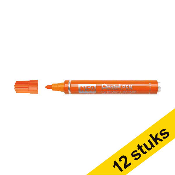 Aanbieding: 12x Pentel N50 permanent marker oranje 210332 - 1