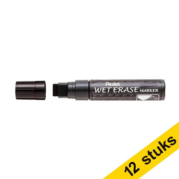Aanbieding: 12x Pentel SMW56 krijtstift zwart (8 - 16 mm schuin) 210254 - 1