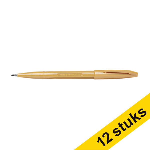 Aanbieding: 12x Pentel Sign S520 fineliner oker (0,8 mm) 210326 - 1