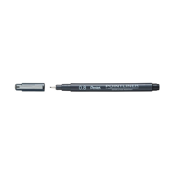 Pentel Pointliner S20P fineliner zwart (0,8 mm) 018155 210306 - 1