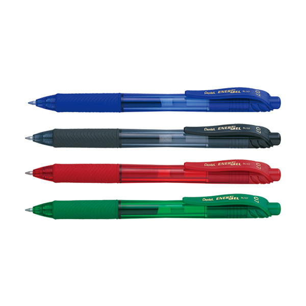 Pentel Set Pentel Energel BL107 rollerpen blauw/zwart/rood/groen  209999 - 1