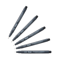 Pentel Set Pentel Pointliner S20P fineliner zwart (0,05 - 0,8 mm) 5 stuks  210308