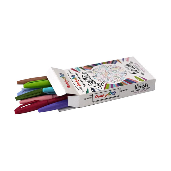 Pentel Set Pentel Sign SES15C brushpennen pastelkleuren (12 stuks) 018419 210336 - 1
