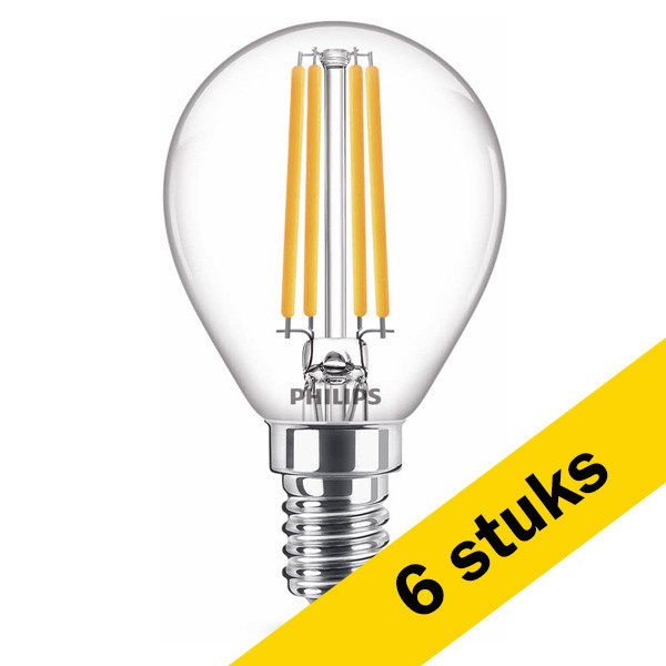 Aanbieding: 6x Philips E14 filament led-lamp kogel WarmGlow dimbaar 2.5W (25W) LPH02550 - 1