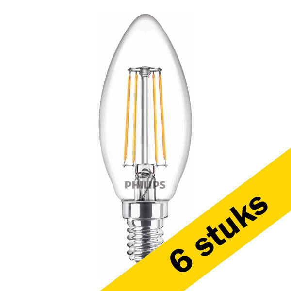 Aanbieding: 6x Philips E14 filament ledlamp kaars warm wit 4.3W (40W) LPH02438 - 1
