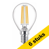 Aanbieding: 6x Philips E14 filament ledlamp kogel helder 6.5W (60W) LPH02399 - 1