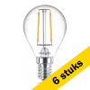Aanbieding: 6x Philips E14 filament ledlamp kogel warm wit 2W (25W) LPH02395 - 1