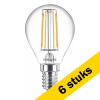 Aanbieding: 6x Philips E14 filament ledlamp kogel warm wit 4.3W (40W)