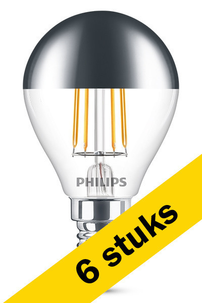 Aanbieding: 6x Philips E14 led-lamp kogel kopspiegel zilver 4W (35W) LPH00488 - 1