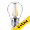 Aanbieding: 6x Philips E27 filament ledlamp kogel warm wit 4.3W (40W) LPH02373 - 1